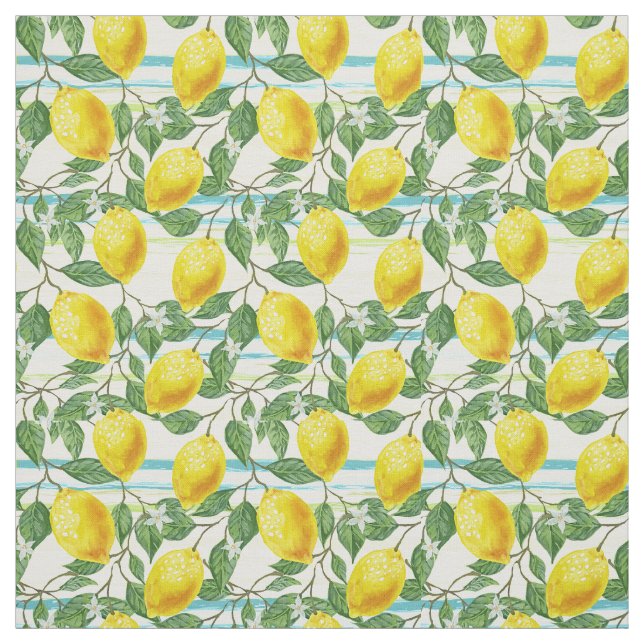 Cute Hip Tropical Summer Lemon Fruit Pattern Fabric (Swatch)