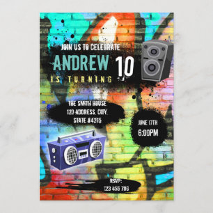 Cute hiphop party theme invitation