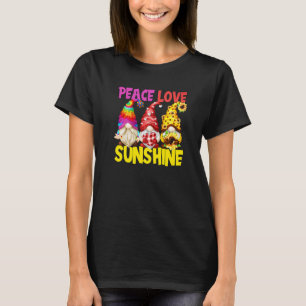 Cute Hippie Sunflower Summer Gnomes Peace Love Sun T-Shirt