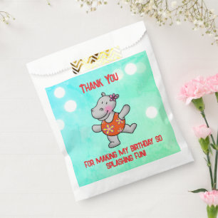 Cute Hippo 3rd Birthday Pool Party Favour Bag