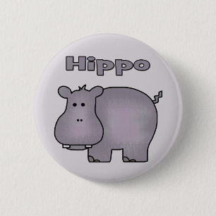 Cute Hippo 6 Cm Round Badge