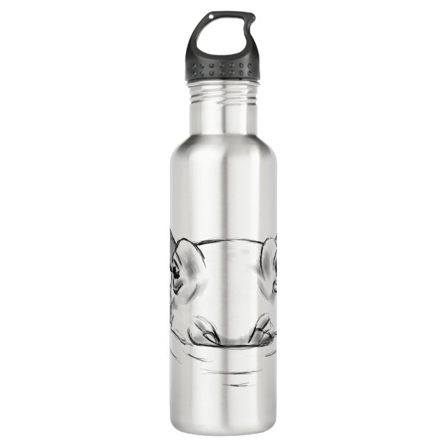 Cute hippo 710 ml water bottle (Front)
