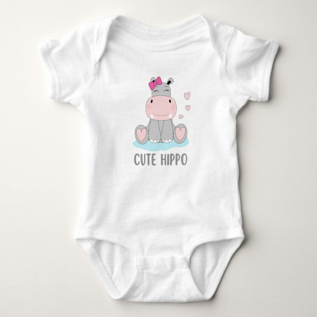 Cute hippo  baby bodysuit (Front)