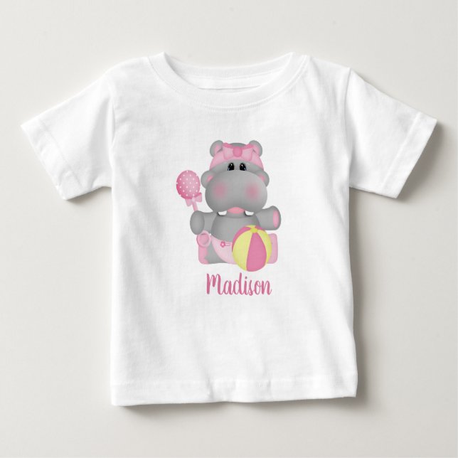 Cute Hippo Baby Rattle T-Shirt (Front)
