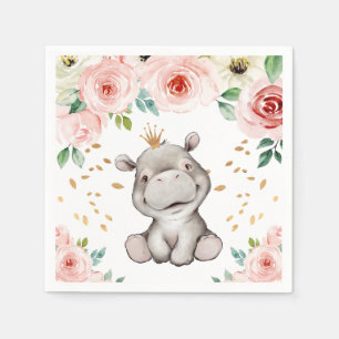 Cute Hippo Baby Shower Napkins