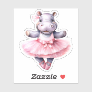 Cute hippo ballerina dancing ballet