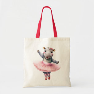 Cute hippo ballerina dancing ballet tote bag