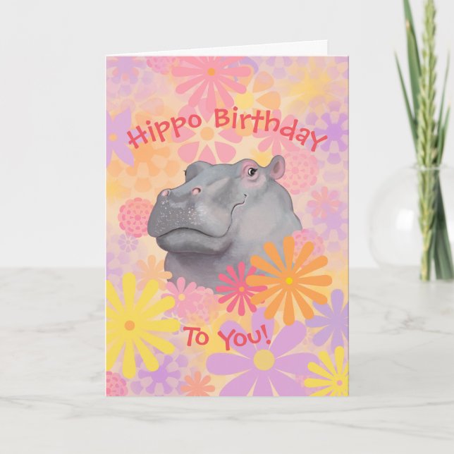 Cute Hippo Birthday Card (Front)