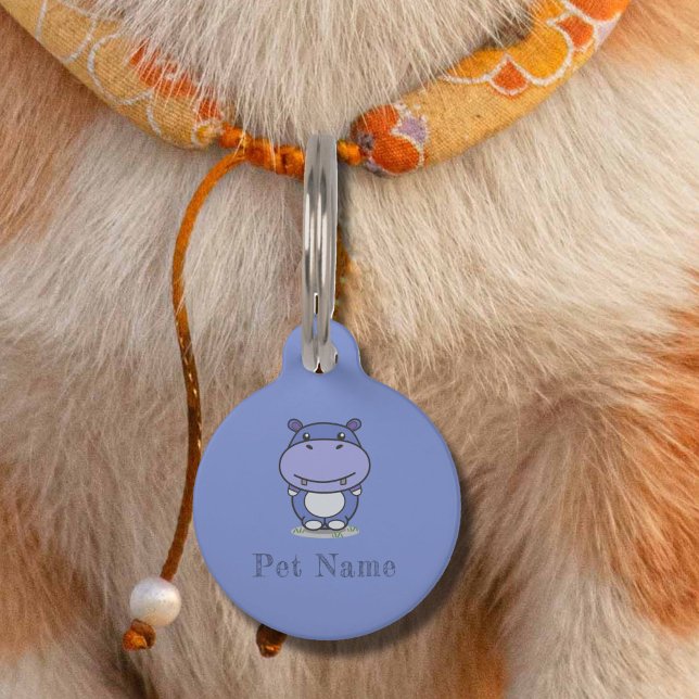 Cute Hippo Blue Pet Tag (Cute Hippo Blue Pet Tag)