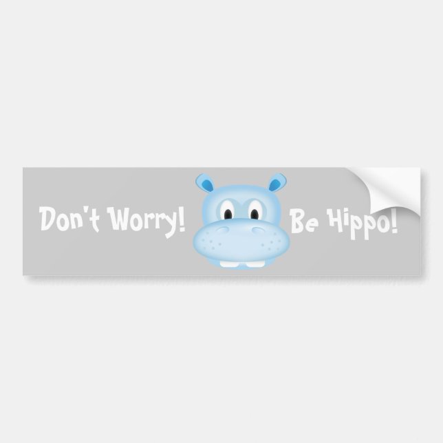 Cute Hippo Bumper Sticker (Front)