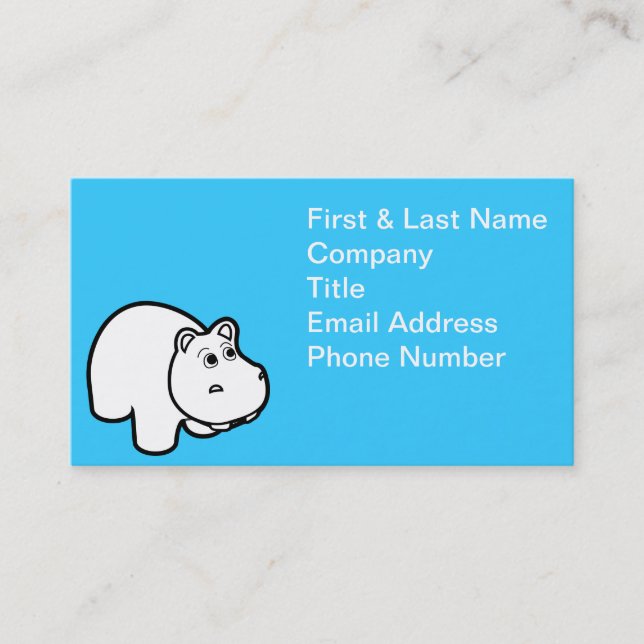 Cute Hippo Business Cards (Front)