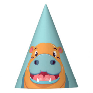 Cute HIPPO Face safari Wild jungle Birthday Party Hat