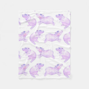 cute hippo fleece blanket