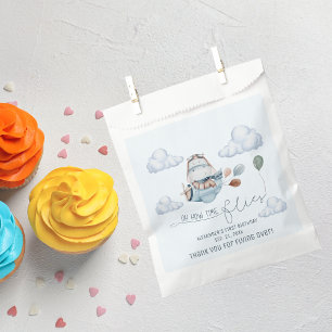 Cute Hippo Flies Aeroplane & Clouds, First Birthda Favour Bag