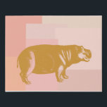 Cute Hippo Illustration in Pink and Gold Faux Canvas Print<br><div class="desc">An adorable hippo block print in mustard yellow on a pretty pink patchwork background. Just click customise to add text or pictures. Contact me with any questions or requests.</div>