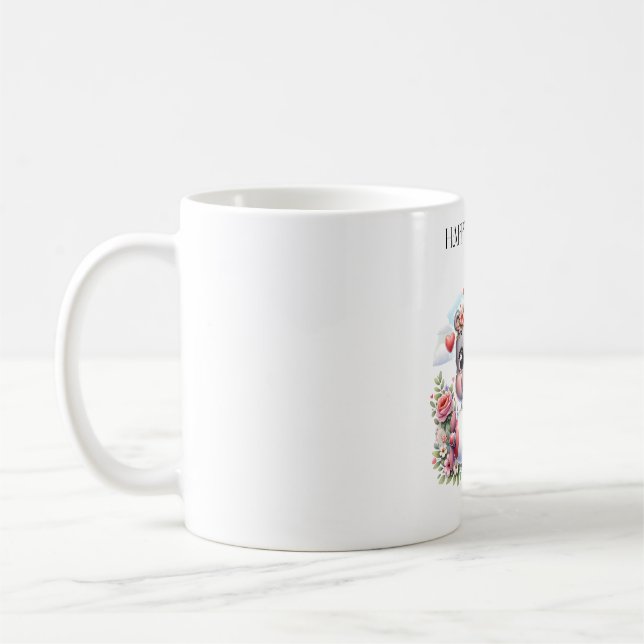 Cute Hippo in Heart Plane Coffee Mug (Left)