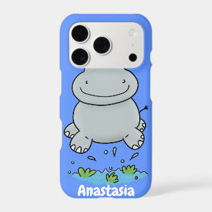 Cute hippo jumping cartoon illustration