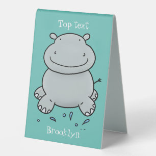 Cute hippo jumping cartoon illustration