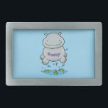Cute hippo jumping cartoon illustration belt buckle<br><div class="desc">This adorably cute baby hippo is jumping in the waterhole!</div>