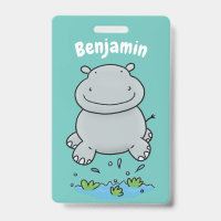 Cute hippo jumping cartoon illustration