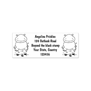 Cute hippo jumping cartoon illustration rubber stamp