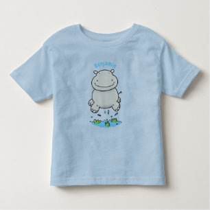 Cute hippo jumping cartoon illustration toddler T-Shirt