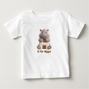 Cute Hippo Letter H Kids T-Shirt   Animal Alphabet