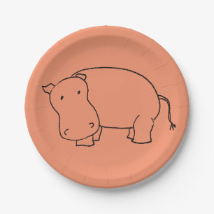 cute hippo paper plate