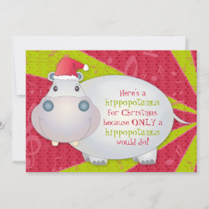 Cute Hippo Personalised Christmas Greeting Card