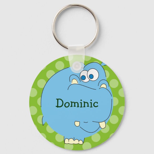 Cute Hippo Personalised Kids Name Keychains (Front)