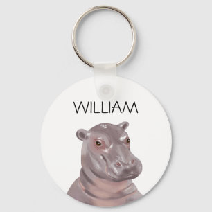 Cute Hippo Personalised Name  Key Ring