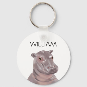 Cute Hippo Personalised Name  Key Ring