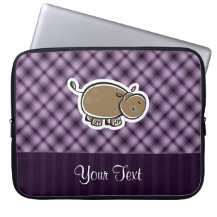 Cute Hippo; Purple Laptop Sleeve