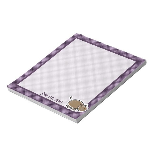 Cute Hippo; Purple Notepad (Rotated)