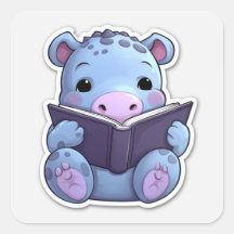 Cute Hippo Reading