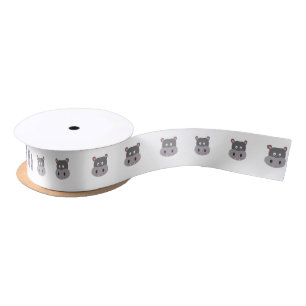 cute hippo satin ribbon