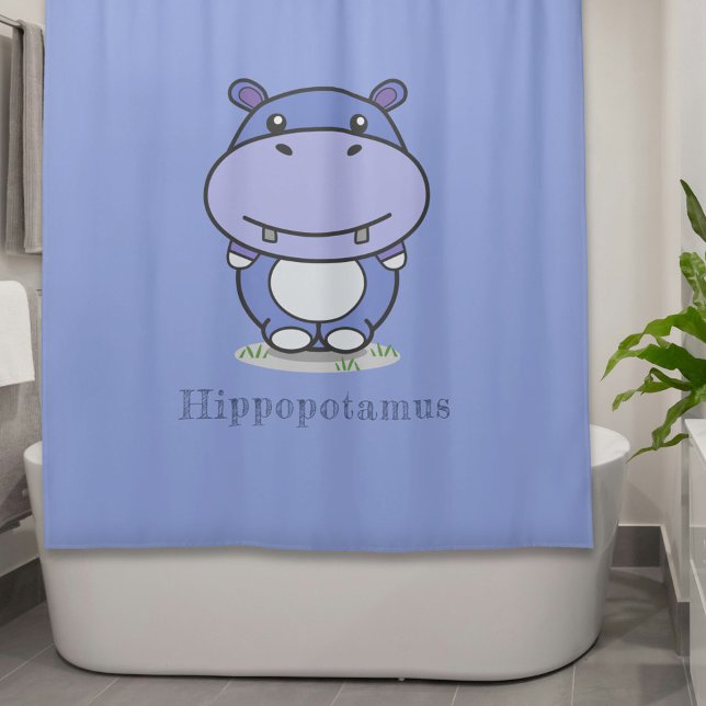 Cute Hippo Shower Curtain (Cute Hippo Shower Curtain)