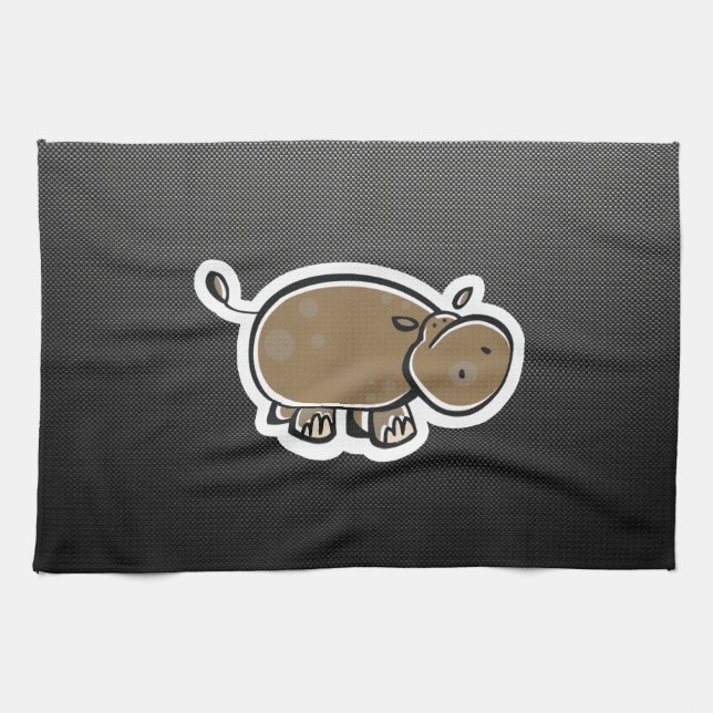 Cute Hippo; Sleek Tea Towel (Horizontal)