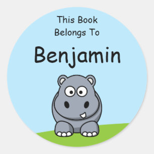 Cute Hippo This Book Belongs To Classic Round Sticker