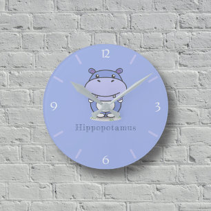 Cute Hippo Wall Clock