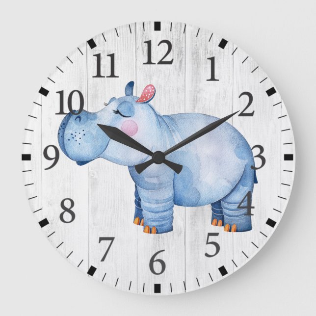 Cute Hippo Wall Clock (Front)