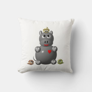 Cute Hippo with Hamsters Cushion