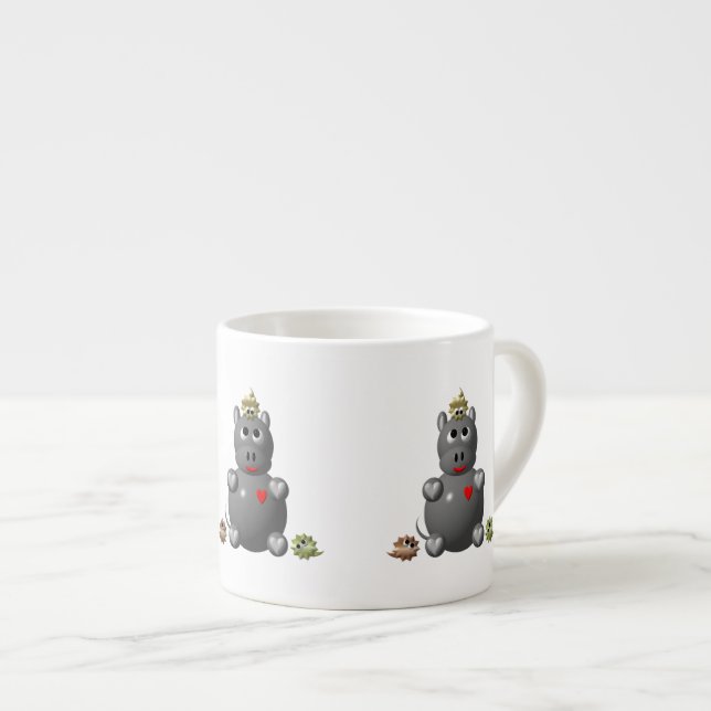 Cute Hippo with Hamsters Espresso Cup (Front Right)
