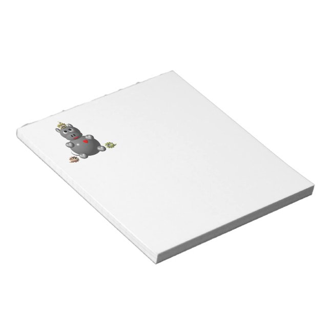 Cute Hippo with Hamsters Notepad (Angled)
