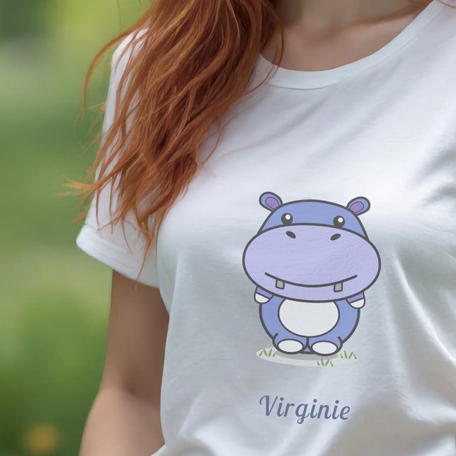 Cute Hippo Woman T-shirt (Cute Hippo T-shirt)