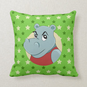 Cute hippopotamus cartoon cushion
