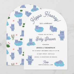 Cute Hippopotamus Hip Hippo Hooray Baby Shower Invitation