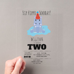 Cute Hippopotamus Hip Hippo Hooray Kids Birthday Acrylic Invitations