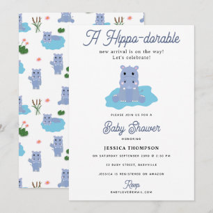 Cute Hippopotamus Hippo-dorable Baby Shower Invitation