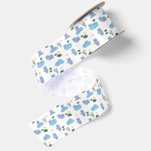 Cute Hippopotamus Hippo Pattern Satin Ribbon